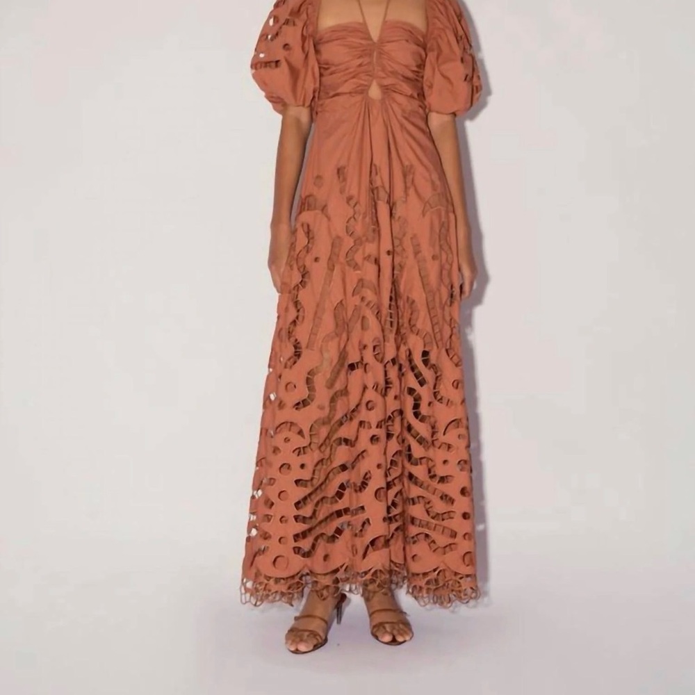 Chic Terracotta Cut-Out Maxi Dress